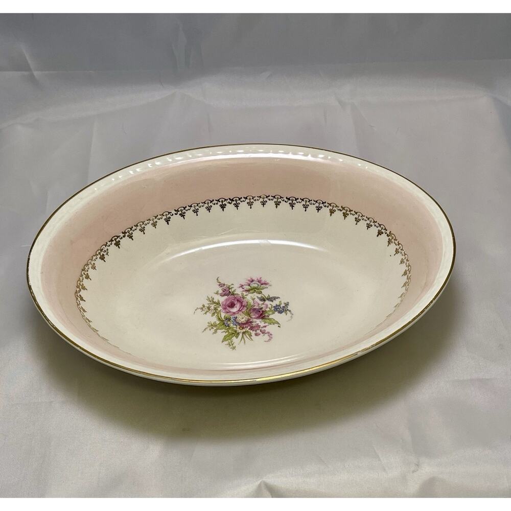 Vintage Homer Laughlin Eggshell Georgian Marilyn Pink Oval Serving Bowl